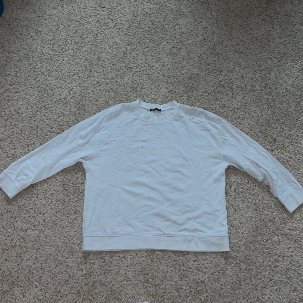 White Zara 3/4 length white shirt